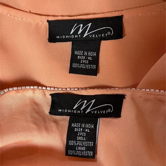 Vintage NWT Retro 20s 2-Piece Beaded Dress & Jacket Set XL Peach Asymmetrical - Picture 4 of 12